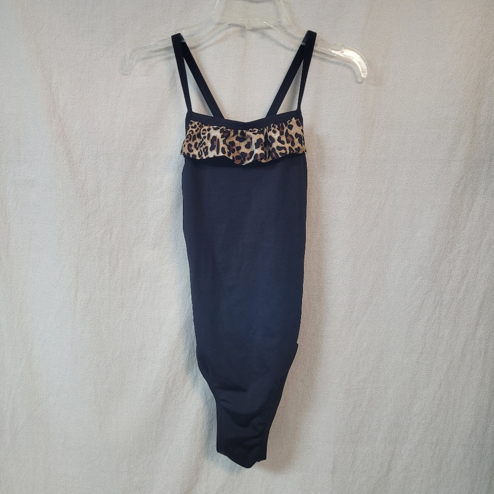 Leopard Trim Black Swimsuit-never Worn!  Women's Size 28 (Womens Small)